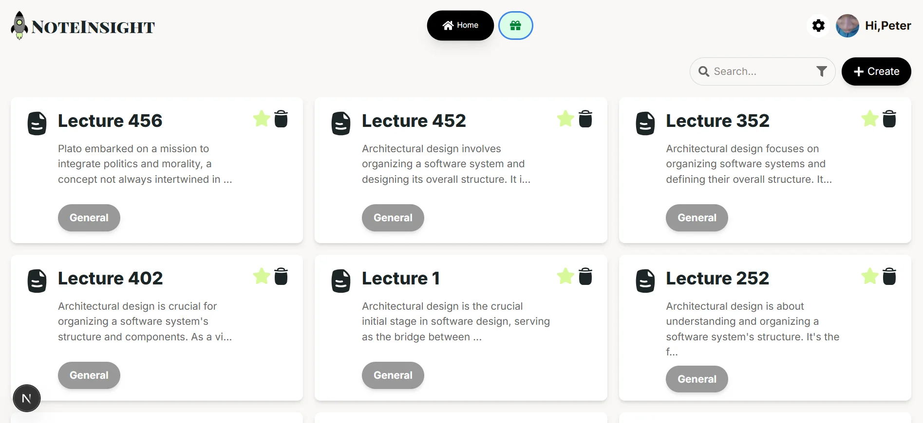 dashboard page
