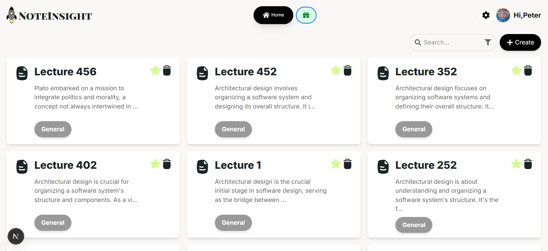 dashboard page